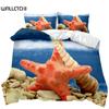 Starfish Duvet Cover Set Ocean Bedding Set Hawaiian Marine Sea Waves 3D Starfish Comforter Cover King Size Polyester Qulit Cover