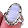 Кольцо из чистого серебра 925 пробы с натуральным голубым кружевным агатом, размер 6,5 W6D10