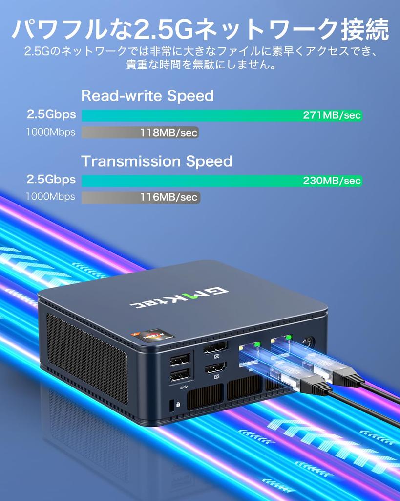 GMKtec Mini PC AMD Ryzen 7 5825U Max Mini Pc 32GB 1TB SSD Windows 11 Pro 3 Screen LAN WiFi6 (8C/16T 4.30GHz) 2.5Gbps Bluetooth5.2