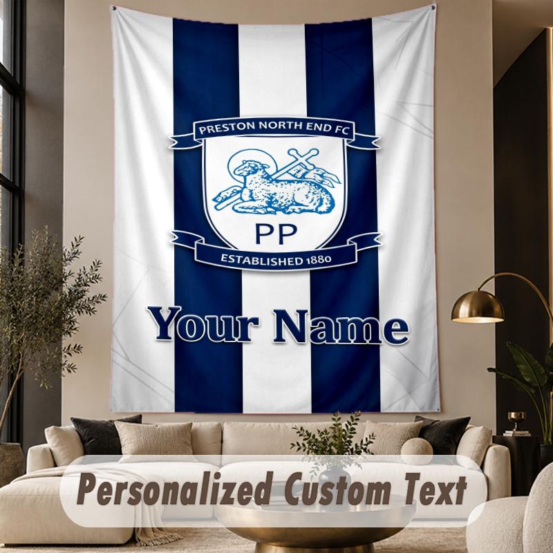 Custom Text Tapestry Preston North End Print Wall Tapestry Indoor Living Room Wall Decor