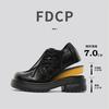 Derby Shoes Pleated Black Inner Height Increase Head Leather Shoes Commuter Trendy Shoes British Style Casual Big Head Shoes G009-J