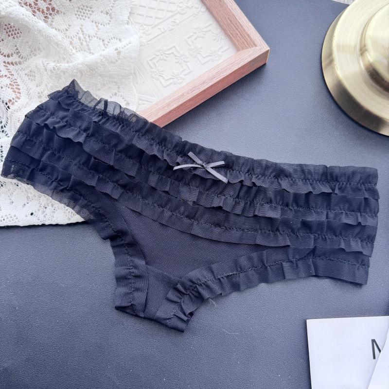 Женские весенне-летние милые сетчатые трусики с оборками, низкой посадки, сексуальные