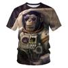 Summer Short Sleeved T-shirt for Men 3D Digital Printed Animal Monkey Round Neck Loose Men Fat Half Sleeve Bottom Shirt Summer
