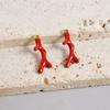2pcs Red Lobster Crab Coral Real Gold Plated Stainless Steel Enamel Charm For Jewelry Making Supplies DIY Beach Necklace Pendant