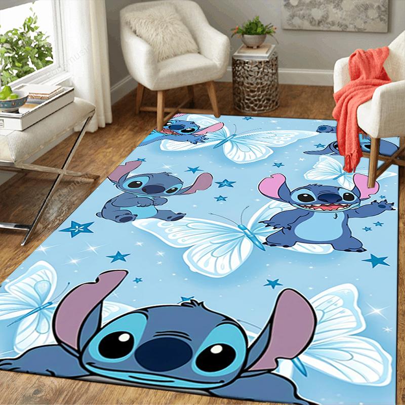1Pc Stitch Butterflies Adventure Rug, Office Carpet Indoor Outdoor Doormat, Non-Slip Soft, Living Room, Christmas Halloween Gift. M928798
