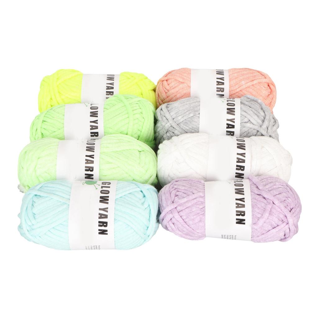 8 Rolls Luminous Yarn DIY Hand Knitted Glow In The Dark Luminous Crochet Yarn for DIY Arts Crafts