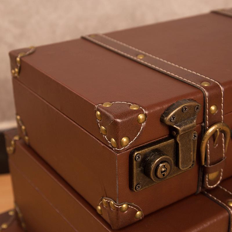 European Antique-Style Suitcase Set: Three-Piece Ornament Display & Storage Box for Home or Photography Props