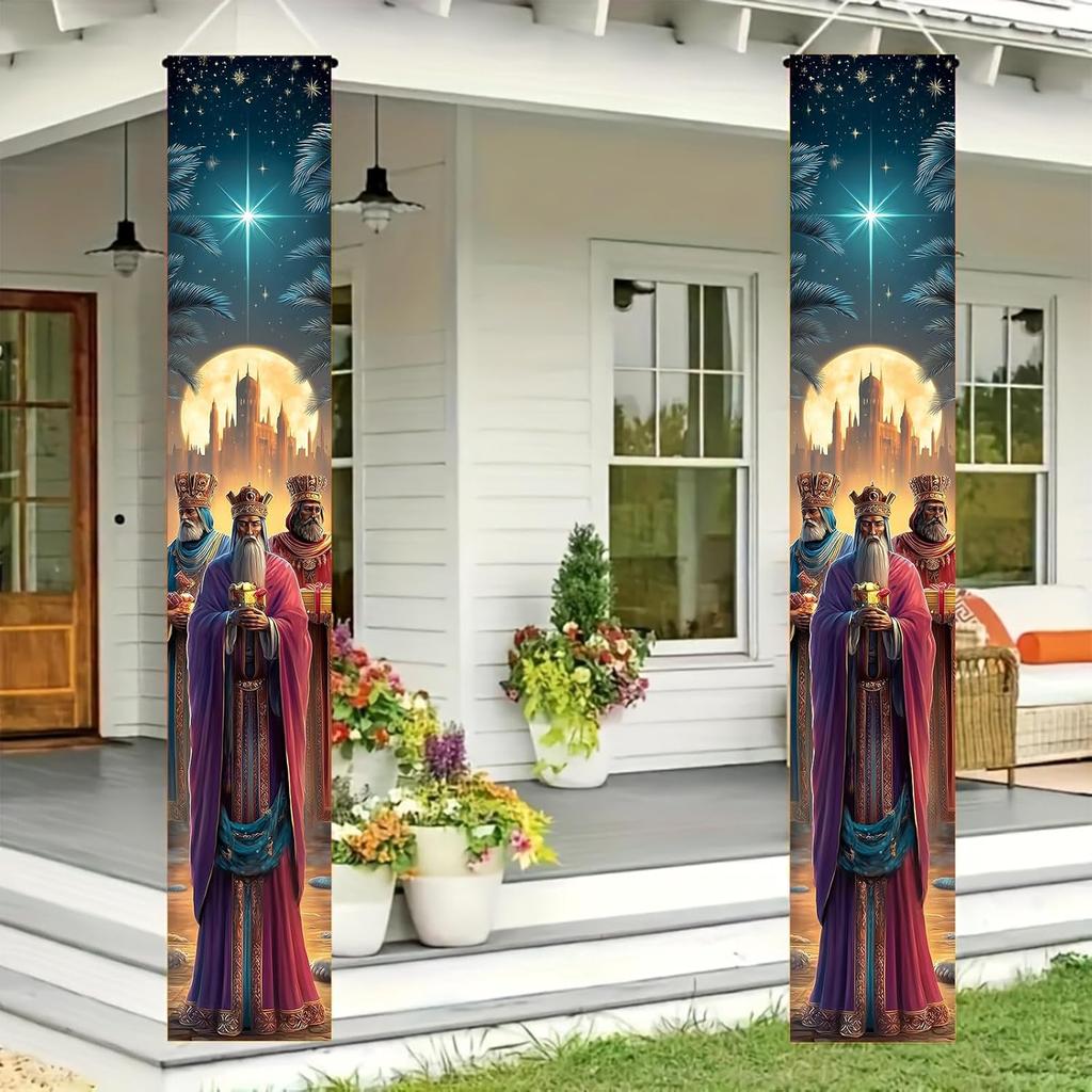 Three Kings Day Door Banner 71 x 12 Inch Vertical Hanging Decoration Epiphany Fiesta Día De Reyes Celebration Religious Holiday Porch Wall Entryway