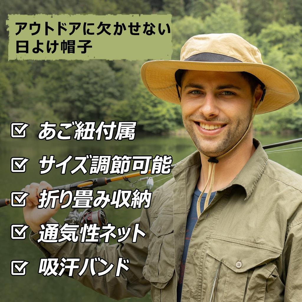 Safari Hat for Adventure Boonie Fishing UV Military Sun Chin Wide UV Hiking [TOP-EX] Men, Hat, Foldable, Hat, Stylish, Hat, Protection, Hat, Hat, Hat,