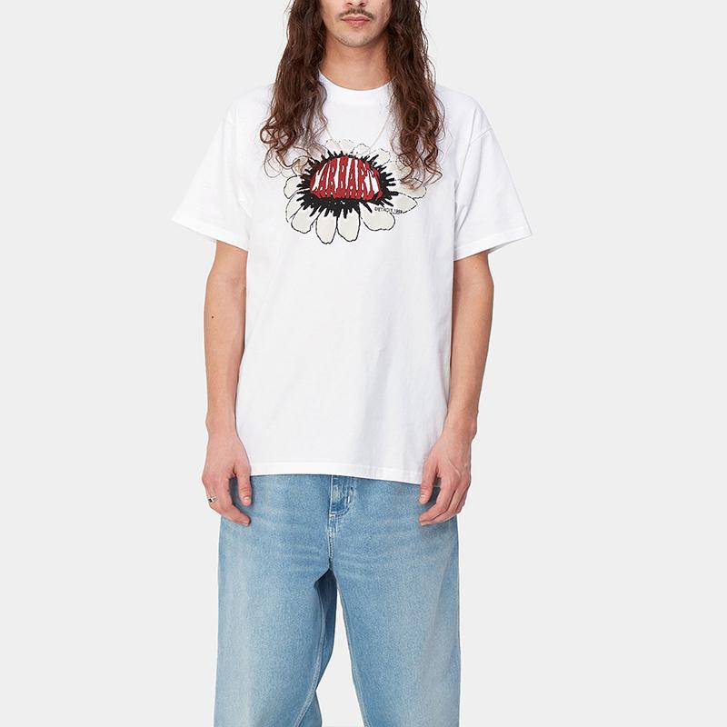 Carhartt WIP Футболка с пиксельным цветочным принтом S/S Унисекс Топы Белый I033161-02-XX