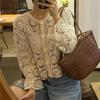 Spring and Autumn Hollow Lace Knitted Cardigan Coat Women's French Holiday Style Hook Flower Sunscreen Cardigan