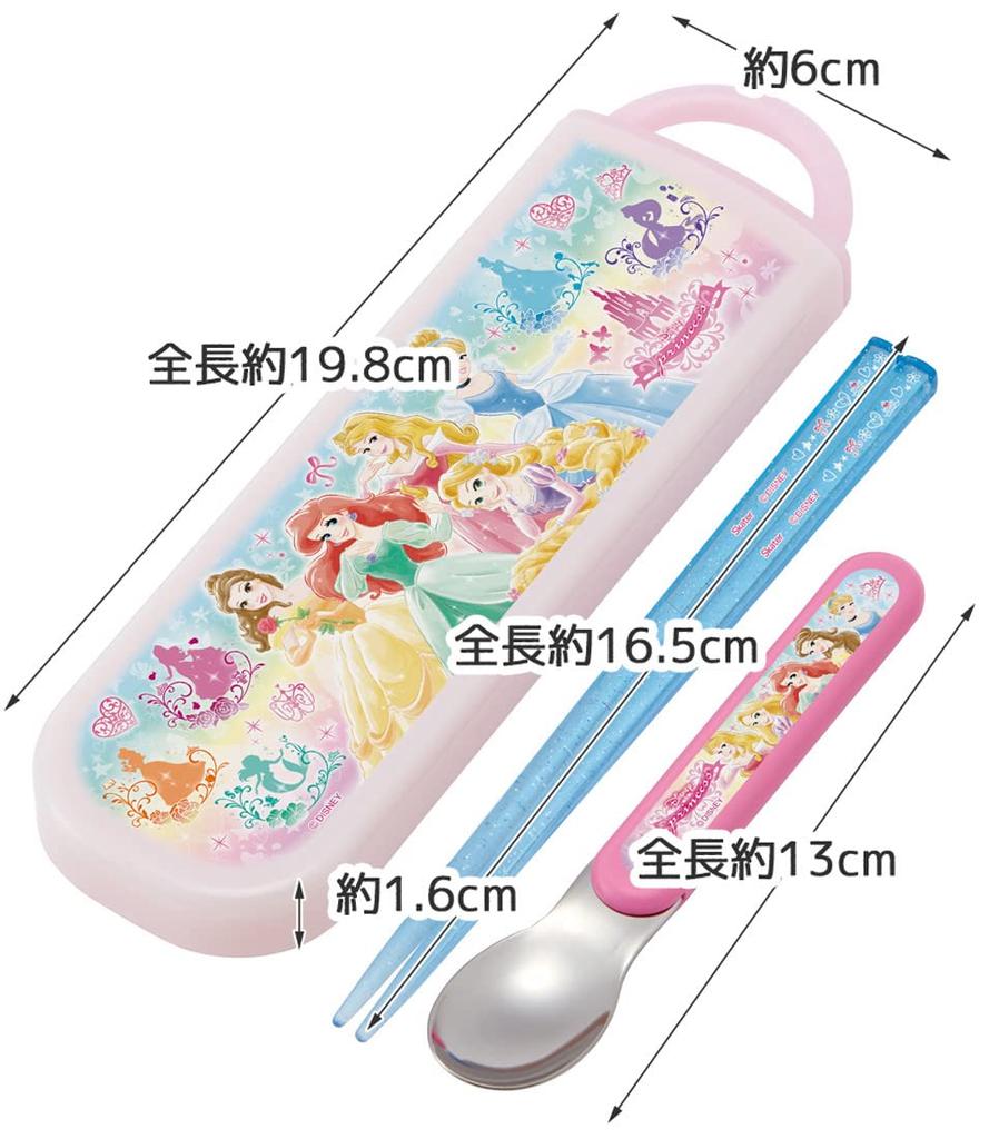 Skater Antibacterial Chopsticks and Spoon Disney Princess Made In Set, 22, Japan, CCA1AG-A