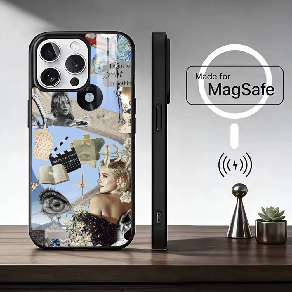 Actress F-Florence Pugh Phone Case For iPhone17,16,15,14,13,12,11 Plus,Pro Magnetic For Magsafe Wireless Charging