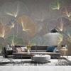 Mural Modern Minimalist Light Luxury 3D Wallpaper Lines Embossed Ginkgo Leaves Wall Mural