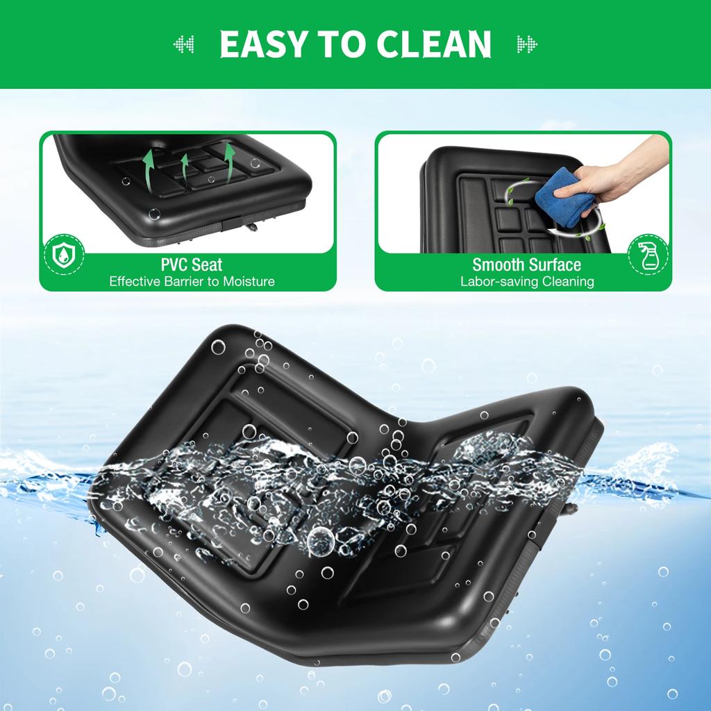 Регулируемое противоскользящее сиденье для трактора с водонепроницаемой ПВХ кожей, подушка грузоподъемностью 220 фунтов для сельскохозяйственной техники