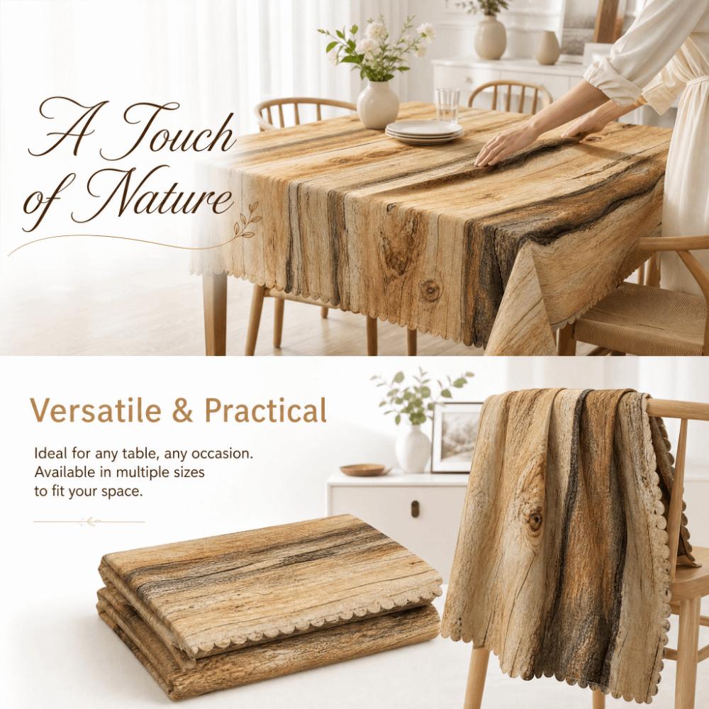 Square Printed Table Cover Rustic Wood Pattern Polyester Table Cloth Outdoor Event