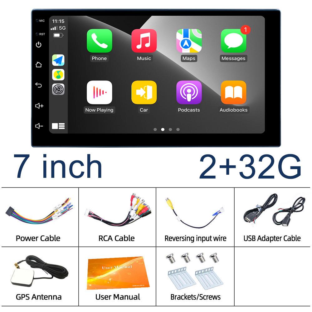 Reakosound 2 Din 7" Andriod 11 Car Multimedia Player Carplay 2+32G GPS Navigation Bluetooth Car Audio Wifi USB FM Mirro rLink HD Car Audio Stereo