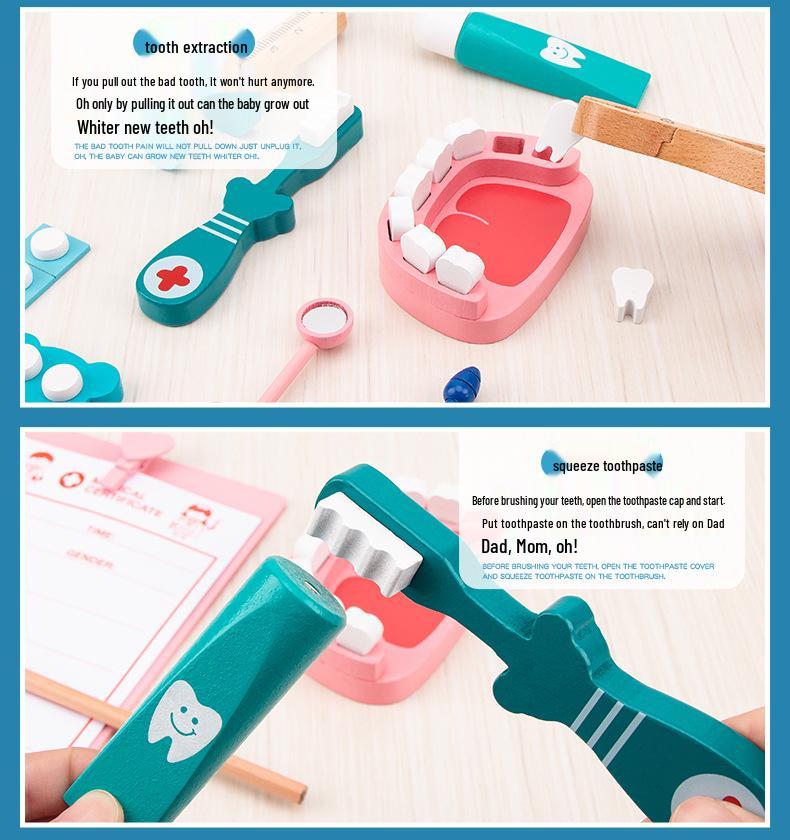 Деревянный детский набор доктора: Набор игрушек для ролевых игр «Сумка медсестры»