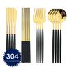 Набор столовых приборов из нержавеющей стали 304, 16 предметов, столовая посуда, золотые столовые приборы, кухонные ножи, вилки, ложки, палочки для еды, основные столовые приборы для кухни