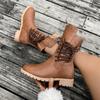 Fashion Fashion Lace-up Modern Boots Women 2024 High Quality Shoes for Women Side Zipper Women's Boots New Plus Size Mid-Calf Boots