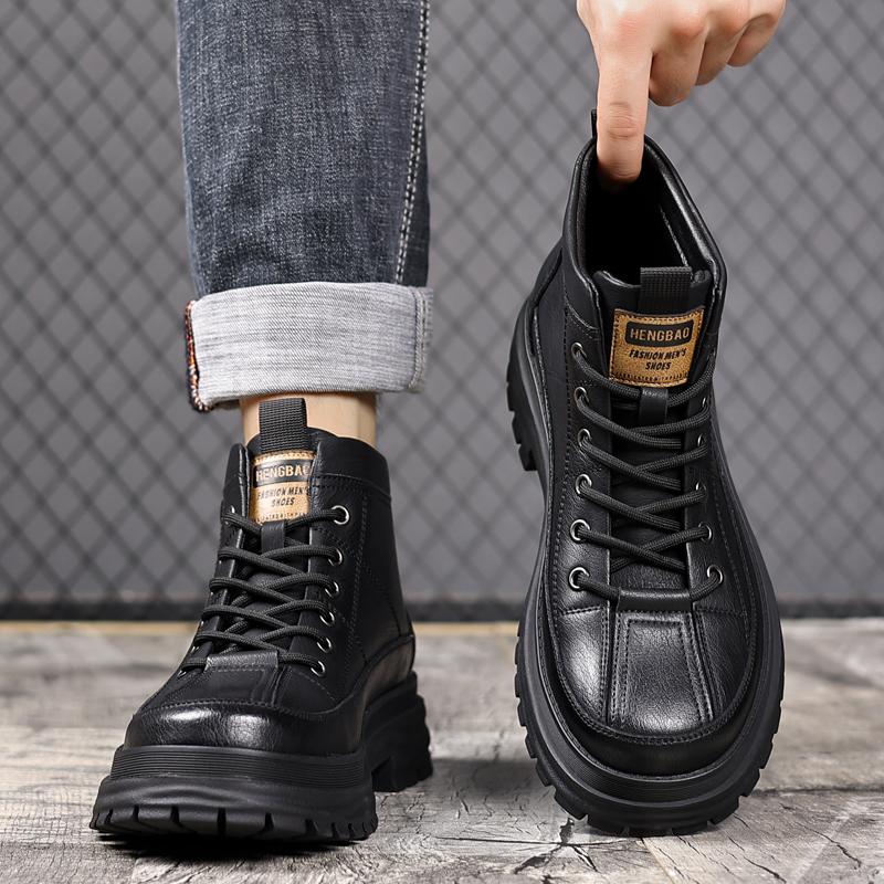 Новые дизайнерские ботинки челси из коровьей кожи для мужчин, осенне-зимние теплые туфли на платформе, мужские модные повседневные ботильоны для мужчин