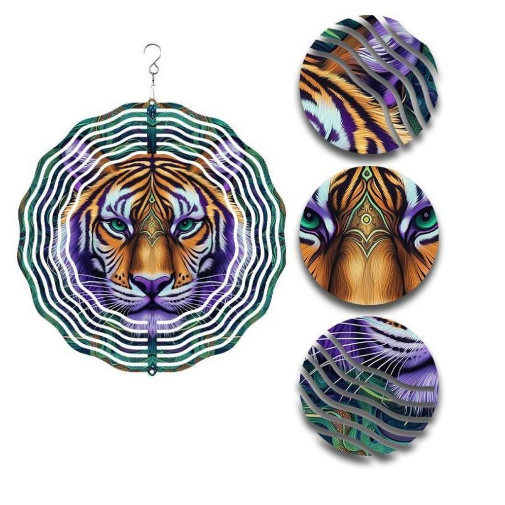 10-дюймовая ветряная музыка с яркими животными и 2D-дизайном мандалы, не требует внешнего питания - Красочный декор для сада и улицы