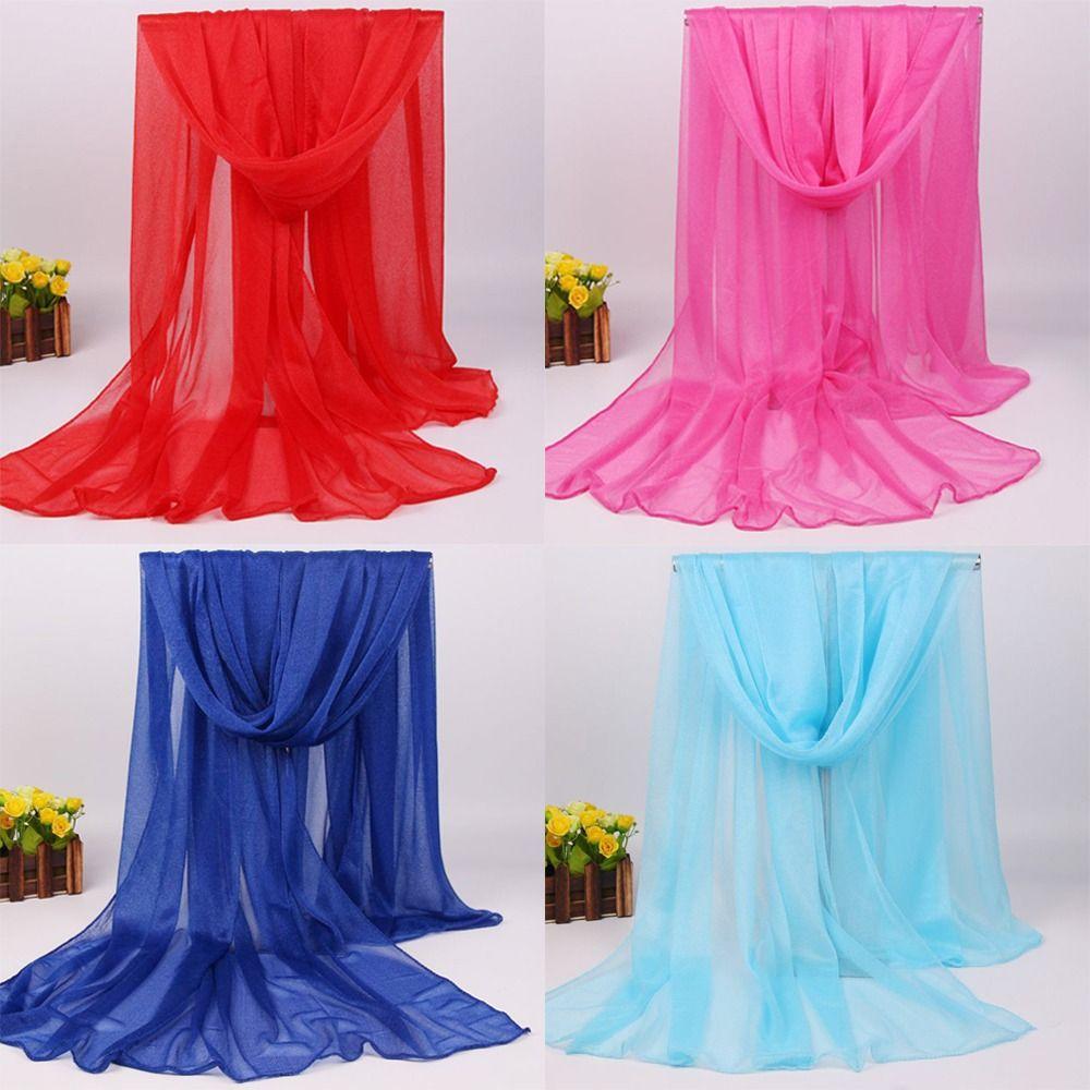 Soft Silk Scarf Breathable Sheer Wrap Summer Bandana for Women