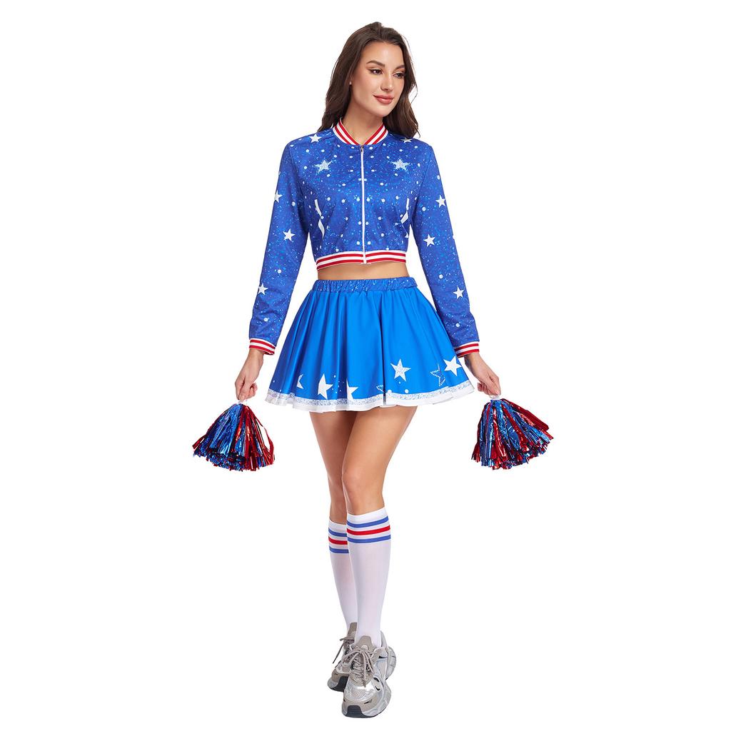 Blue Cheerleaders Women's Cheerleaders Halloween Adult Costume Football Babe Racing Costume Performance Stage Costume