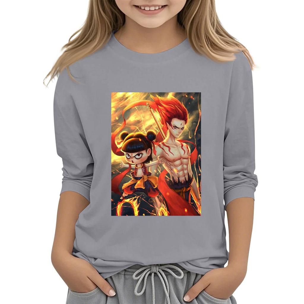 Топы с принтом для девочек 5-16 лет с круглым вырезом и рукавами 3/4 Футболки Модные топы Наряды Футболки