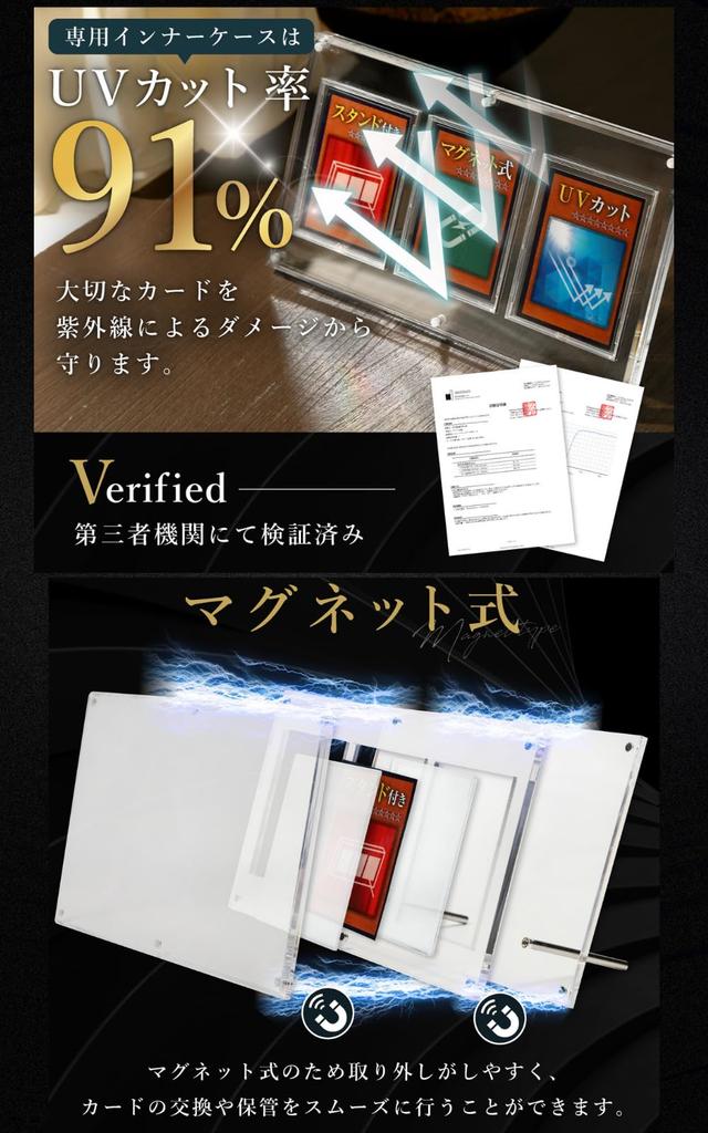 Технические характеристики с толщиной акрила Honpo Screw Down 3 ряда УФ-защита Магнитный загрузчик Витрина с подставкой Чехол для карточек Коллекционная карточка
