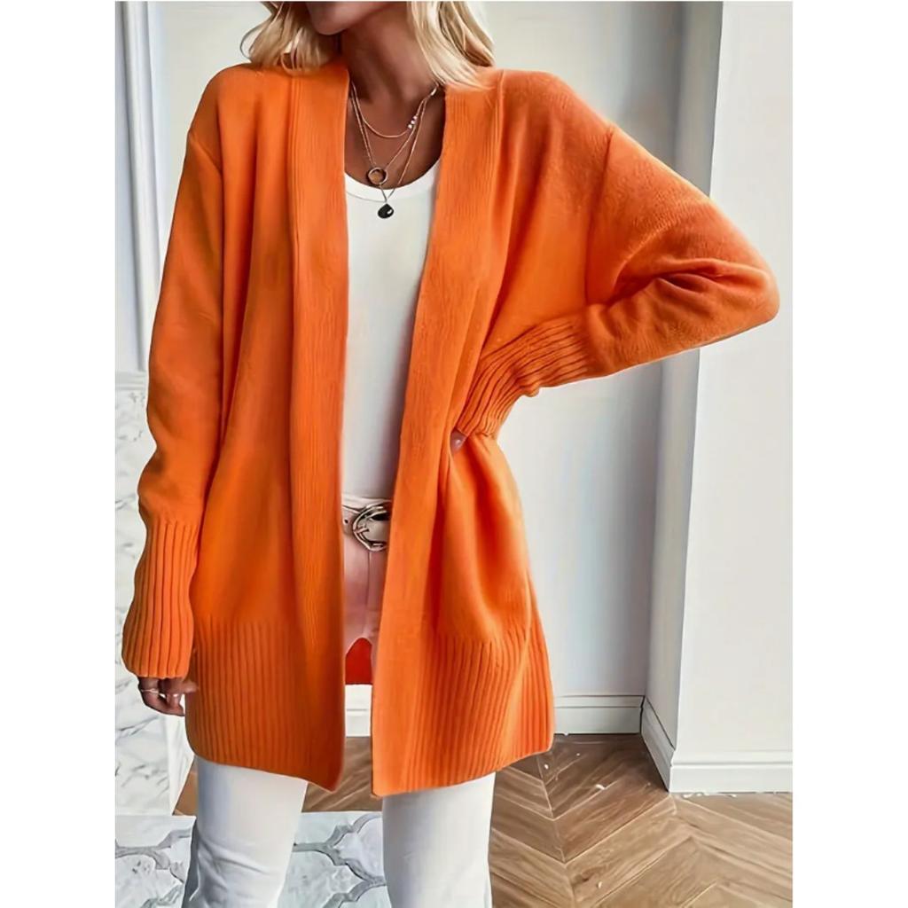 Large Size Women's Knitted Sweater Cardigan Jacket, Casual, Simple, Atmospheric, with Pocket Shawl Sweater