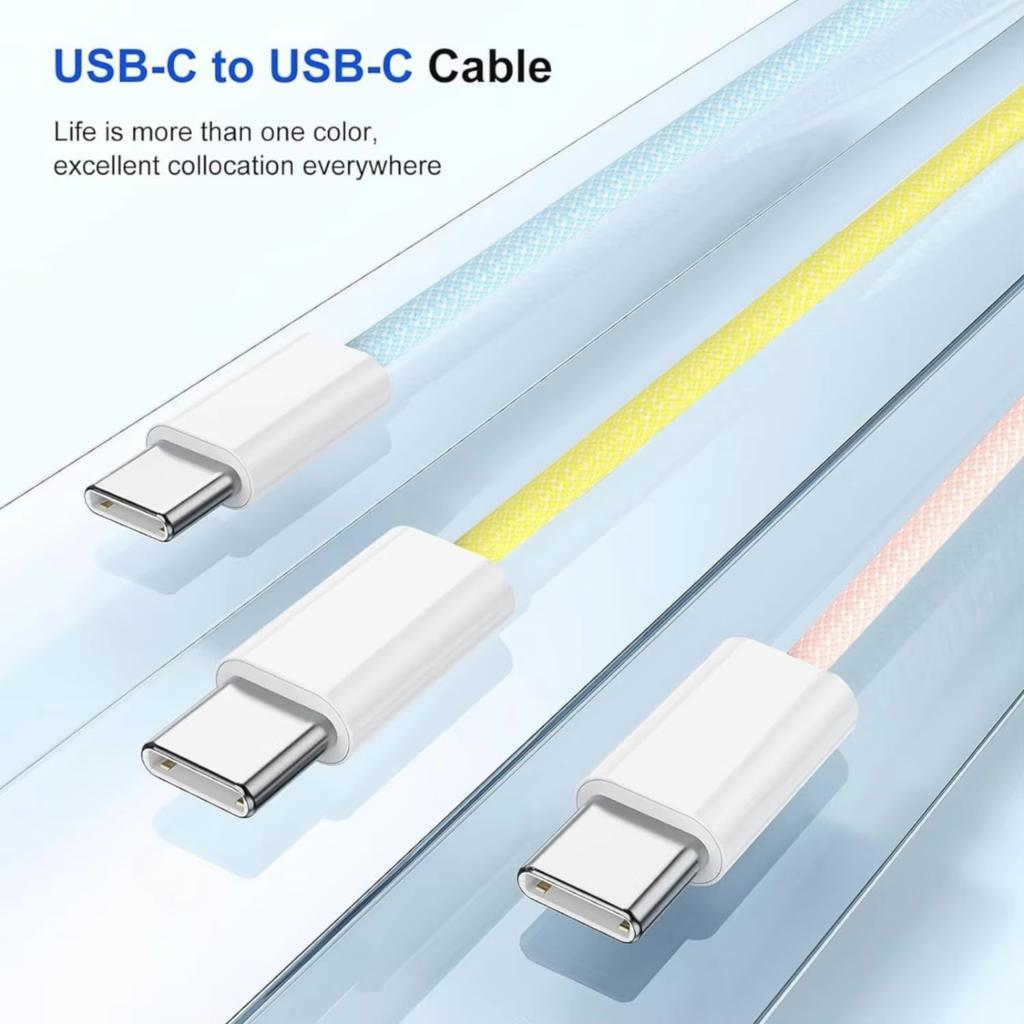 60W PD USB C Fast Charging Cable for iPhone 15 16 Pro Max 15 16 Plus Samsung Huawei Xiaomi Redmi Type C To Type C Braided Cable