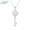 Ali Moda Micro Pave Zircon Floating Flower Key Pendant Necklace Hand made Women Chocker Necklace Key For Birthday Gift Jewerly