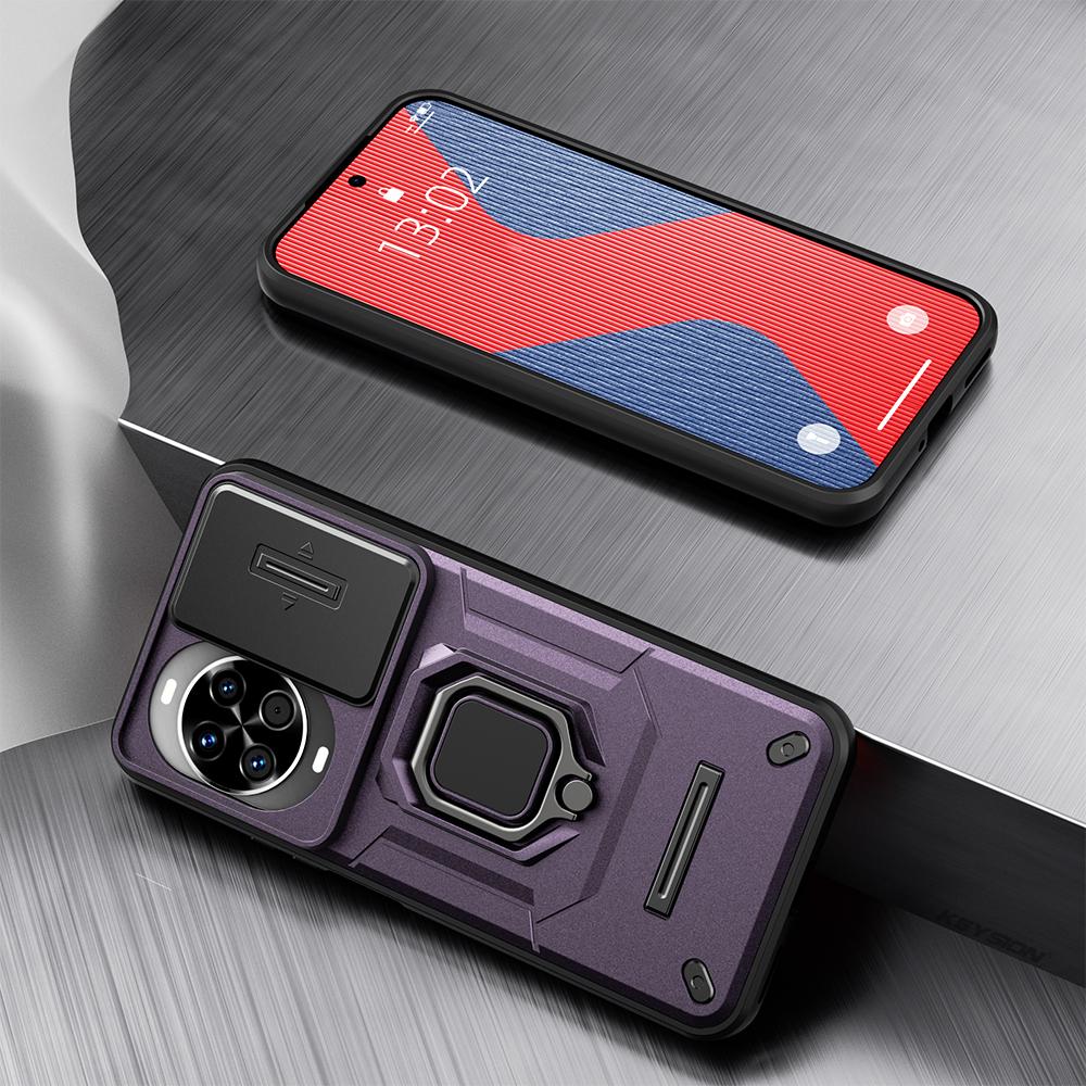 KEYSION Противоударный чехол для Huawei nova 14 14 Pro с выдвижной защитой камеры, металлической кольцевой подставкой, задняя крышка для телефона Huawei nova14Pro
