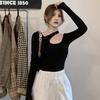 2024 Autumn Sexy Slim Fit Student Halter Neck Long Sleeve Top