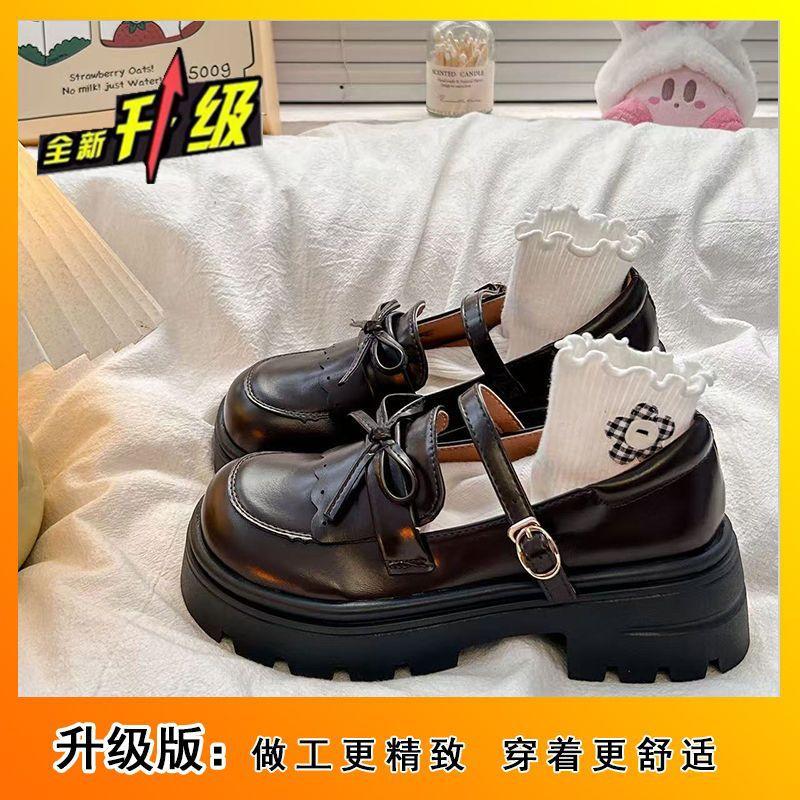 Коричневые туфли на платформе с толстым каблуком, осенние новые японские jk Мэри Джейн с бантом, маленькие кожаные туфли для женщин