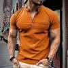 Мужская повседневная рубашка поло с V-образным вырезом, однотонная универсальная футболка, топ