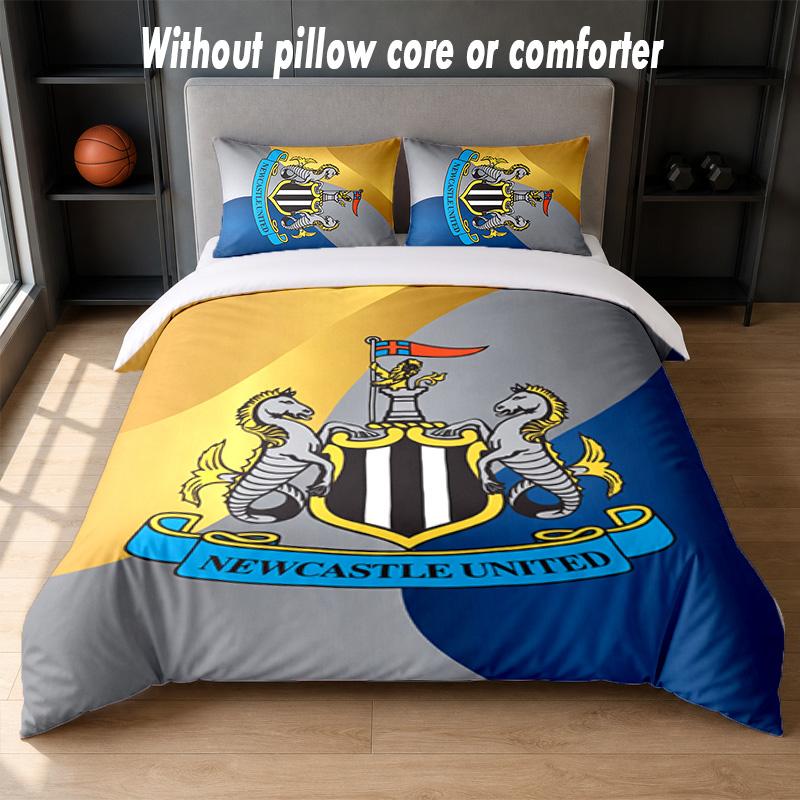 Newcastle United Football Design Bed Bedding Set 1 Duvet Cover + 2 Pillowcases Soft Breathable Household Bed Linens