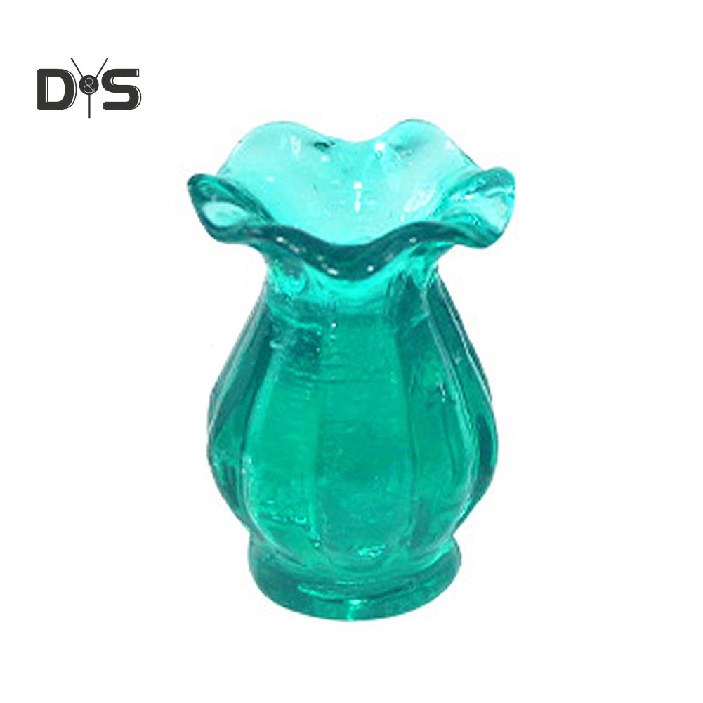 Миниатюрная стеклянная кружевная ваза с цветами разных цветов для кукольных домиков