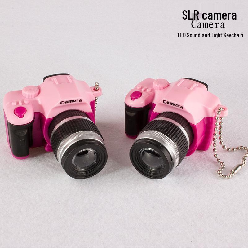 DSLR Camera Keychain with LED Light and Sound - Creative Keyring Pendant Gift