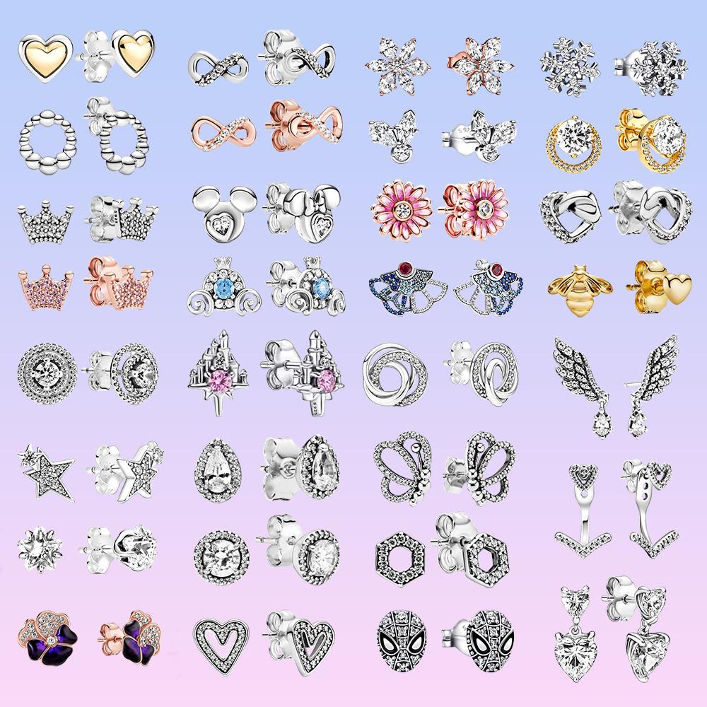 S925 Серебряные серьги-гвоздики с небесной сверкающей звездой и снежинкой, серьги-гвоздики для женщин, ювелирные изделия на день рождения, подарок на день матери