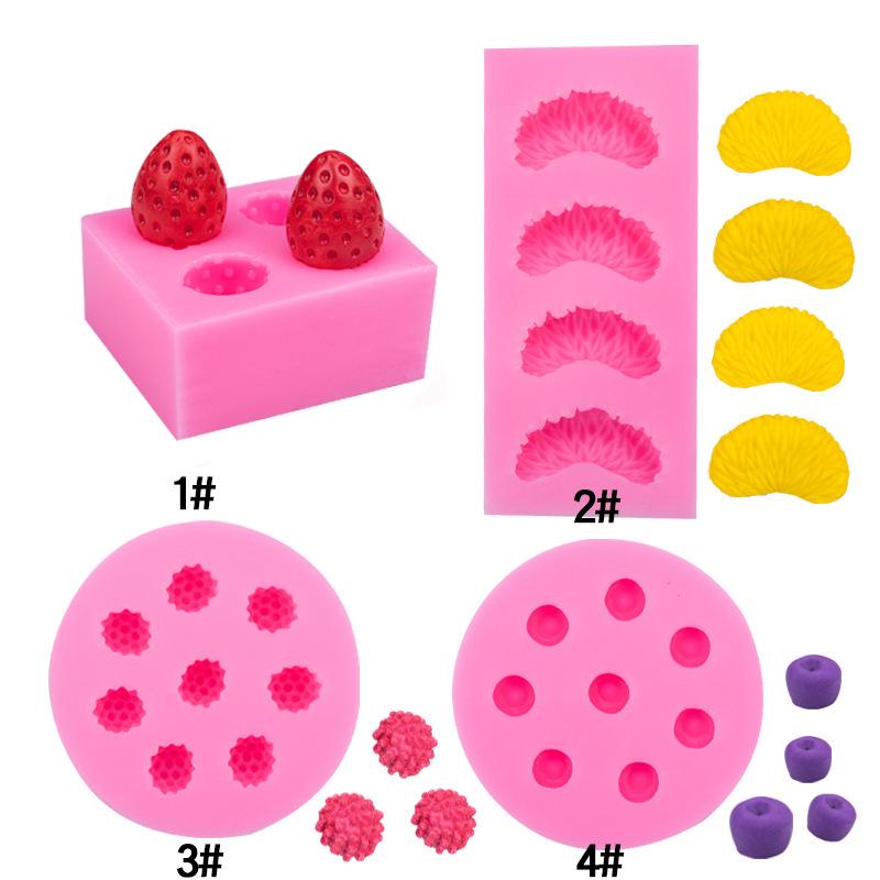 Силиконовая форма для DIY украшения фруктового торта: Клубника, Черника, Малина, Апельсин.