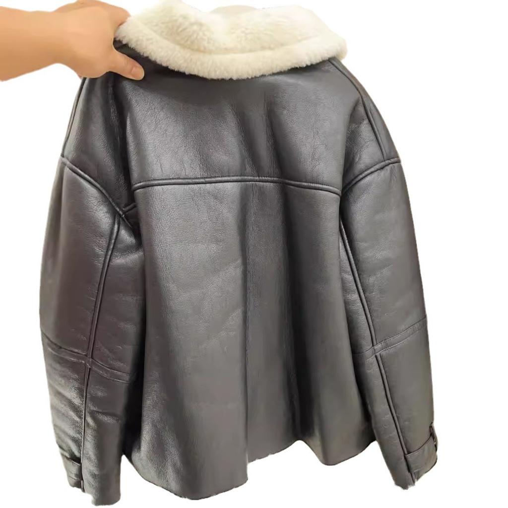 Черная цельная куртка из овечьей шерсти и хлопка с искусственным мехом для женщин, осень и зима, новый стиль, плюс утолщенная теплая куртка из бархата