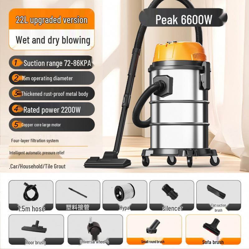 High-Suction Industrial Vacuum Cleaner for Home - Compact Wet & Dry Use, Grout Cleaning, Car Wash; Free Shipping