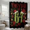 1pc Merry Christmas 67 Element Printed Waterproof Shower Curtain Partition Privacy Hanging Curtain with 12 Hooks Multiple Sizes