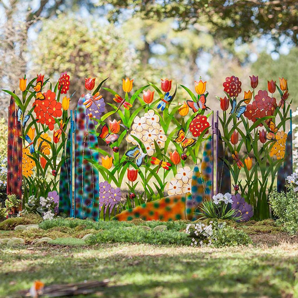 Garden Fence Border Iron Flower Decorative Garden Fencing Panel for Dog Yard Patio Outdoor