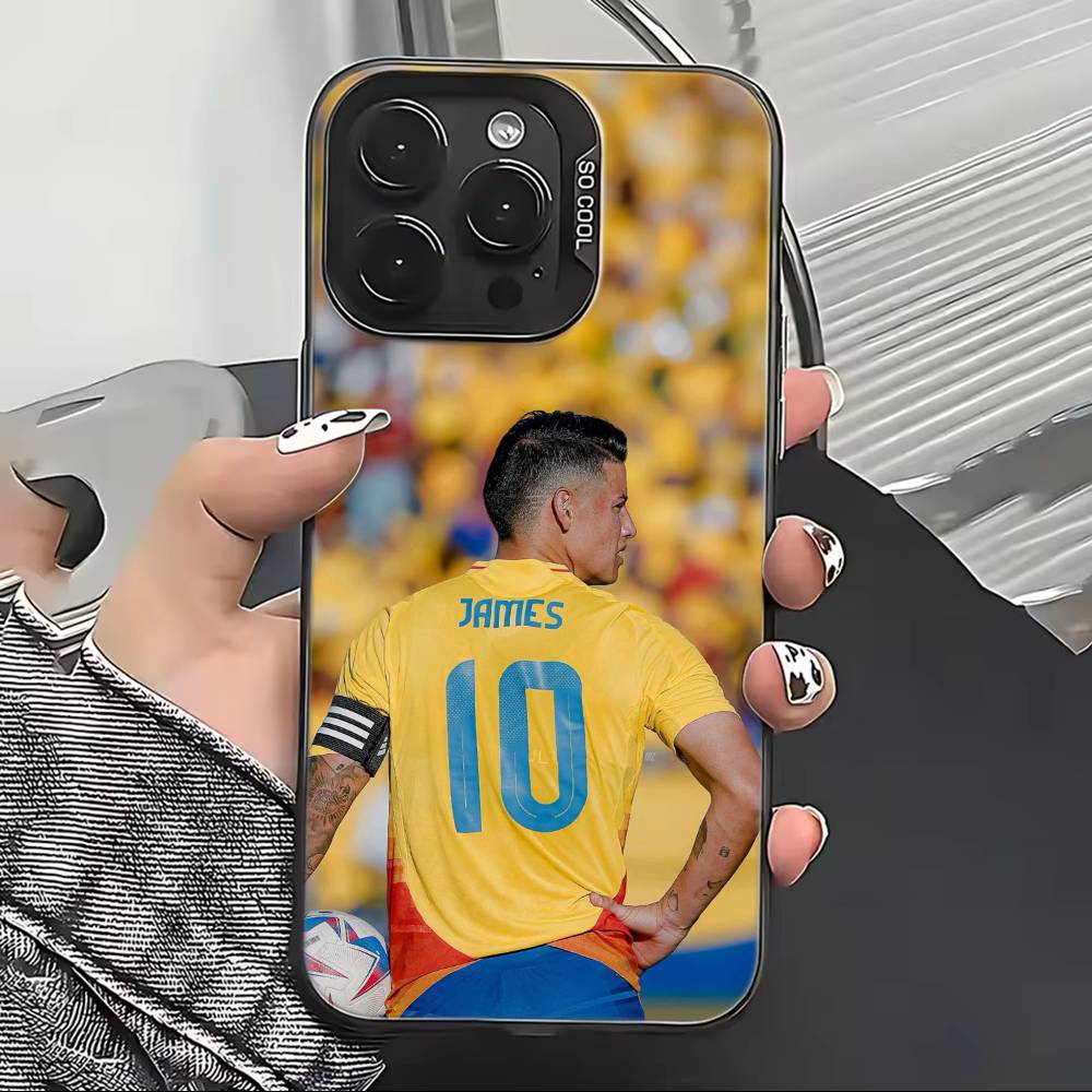 Football J-James Rodriguez Phone Case For iPhone 17,16,15,14,13,12,11 Plus,Pro Max,XS,Colorful Silver Black Cover
