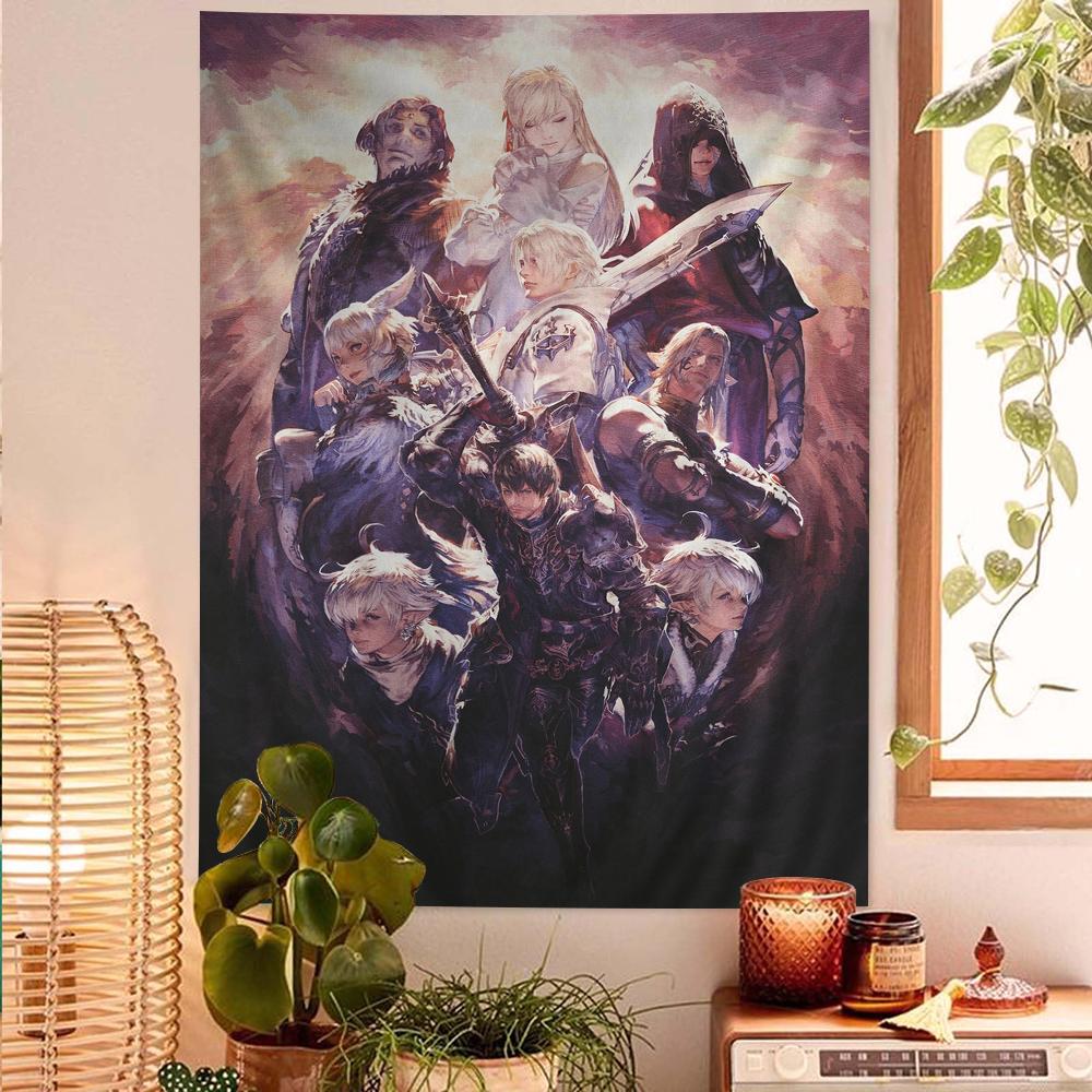 Мандала Настенное панно Final Fantasy XIV Аниме Игра Цветной Гобелен Настенное панно Бохо Настенные гобелены