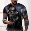 Men's Skull Tshirt 3D Printed Skull Graphic T-shirts For Men Oversized Short Sleeve Punk Tops Tee Shirt Men Death Clothing