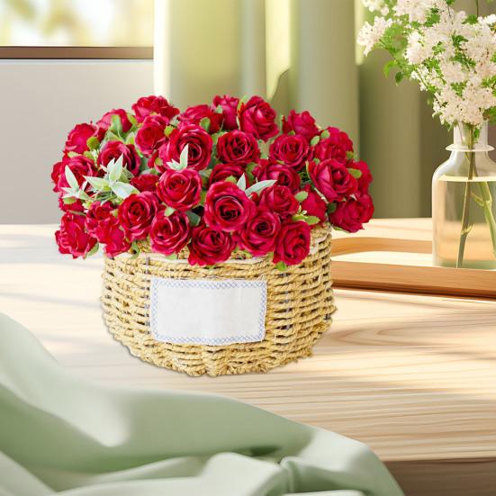 Artificial Rose Flower Branch with Stem Realistic Reusable Wedding Party Bridal Bouquet Floral Arrangement Faux